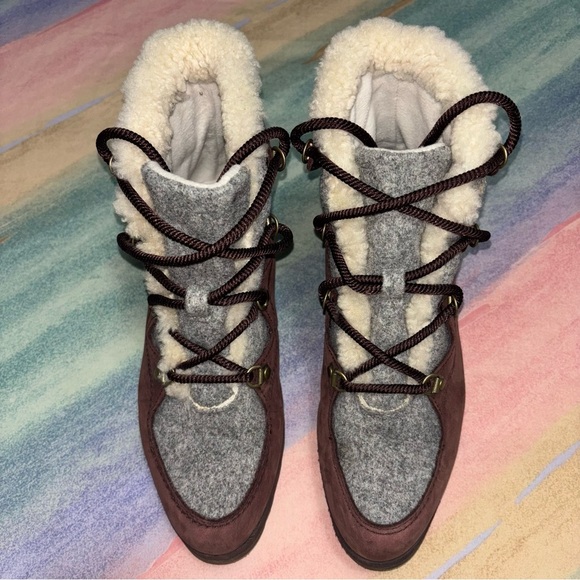 SOREL-Alpine Red Leather Booties women’s size 9 - Picture 7 of 12